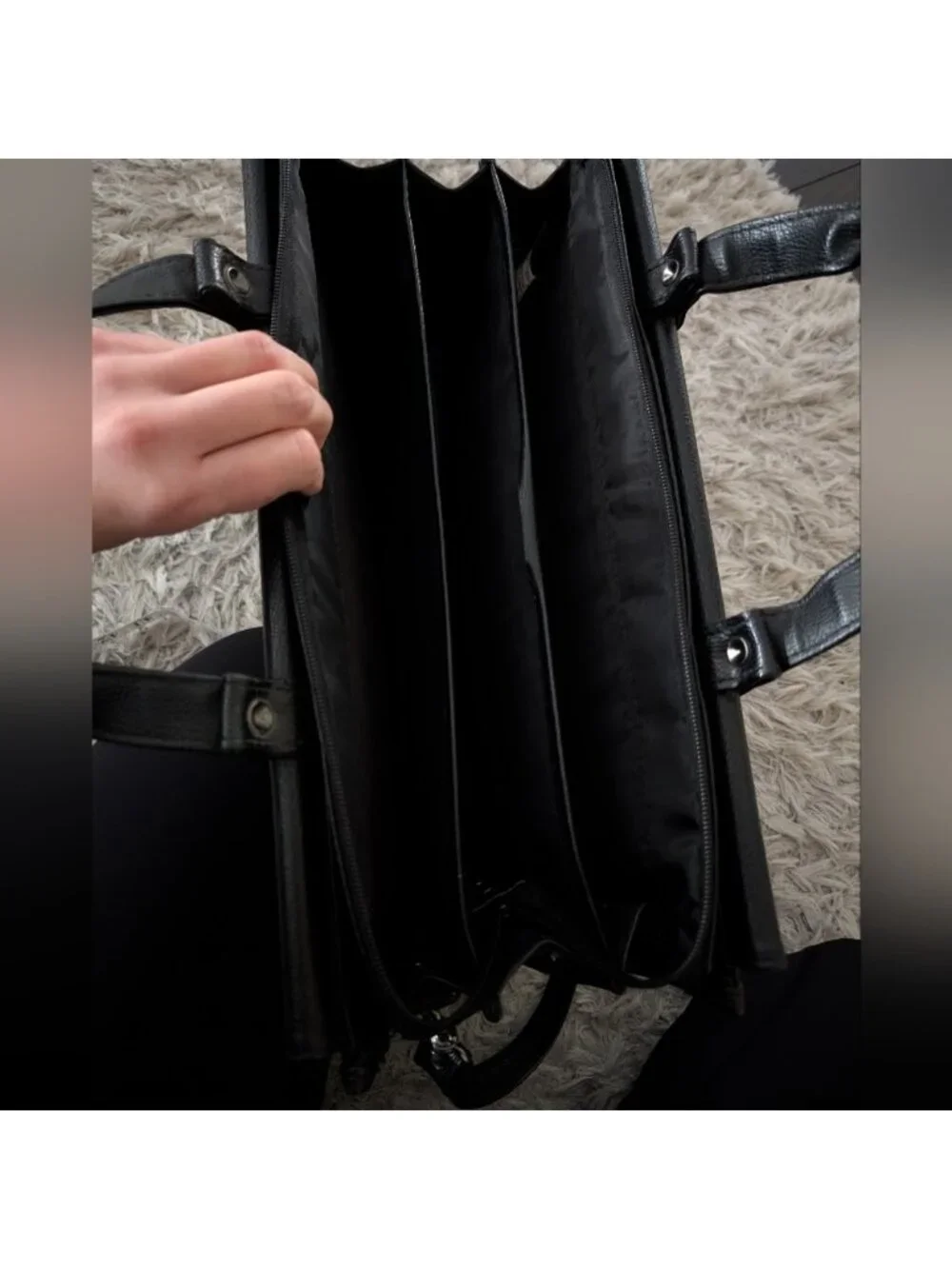 Bugatti Classic Black Leather Briefcase